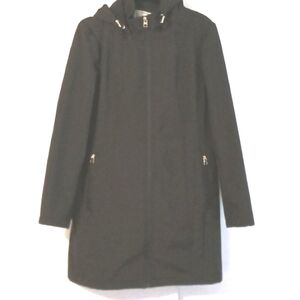 Anne Klein Black Knee Length Hooded Jacket in Size L